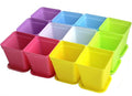 WARMBUY Colorful Plastic Flower Pots with Saucers for Small Plants, Set of 12