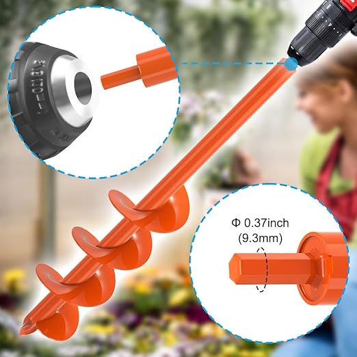 Dolibest 4 x24 Auger Drill Bit for Planting, Steel Garden Auger for Post Hole Digger, Bulb Planter Tool for Beach Umbrella, Mailbox, Fence Post Holes Digger - Fits 3/8" Hex Drill