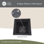 The HC Companies Eclipse Square Plastic Planter w/ Attached Saucer - Outdoor & Indoor Plant Pot with Drainage Holes - Lightweight, UV-Resistant Plastic Pots For Plants (6" Slate Blue, Pack of 1)