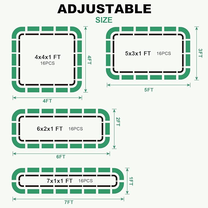 1MORE Raised Garden Bed -5X3X1 Galvanized Planter Box for Outdoor Gardening,4 in 1 Modular Raised Bed Kit with Protective Tape, Gloves for Herb，Ideal for Vegetables and Plants.Green-2Pack
