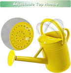 Watering Can for Outdoor&Indoor Plants，1 Gallon Metal Watering Can with with Removable Spout，Galvanized Steel Garden Flower Water Can Plant Watering Pot with 2 Handles，Yellow