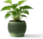 Plant Pots, Modern 3D Printed Honeycomb Planters for Indoor Plants, 4.7 Inch Military Green Decorative Flower Pot for Office Desktop, Bookshelf & Home Decor, Lightweight & Durable.