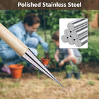 Hand Dibber, Stainless Steel Sow Dibbler with Wood Handle, Garden Hole Punch Dibbler Tool for Planting Seeds & Bulbs, Hand Held Bulb Planter for Planting Flowers Tulips, Daffodils, Dahlias