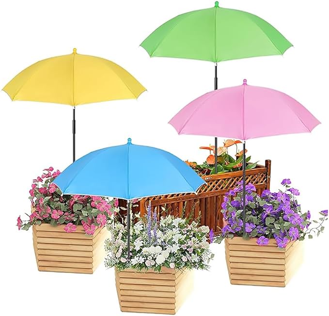 MIAOLLUN 24" Adjustable Angles Plant Umbrellas for Outdoor Plants Garden Umbrella Shade for Potted Plant, 40" Height Garden Plant Umbrella Shade Cover for Patio Flowers, Plants,4pcs