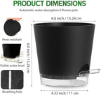 Self Watering Pots for Plants, 2026 New Flower Plant Pots with Drainage Holes, Wicking and Clear Reservoirs for Succulent, Aloe, Cacti and Others - 6 Pack (Black, 6")