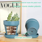 vensovo 4 Inch Small Steel Blue Terracotta Plant Pots with Saucer - 6 Pack Clay Flowerpots with Drainage, Great for Indoor Outdoor Plants, Crafts, Wedding Favor