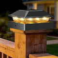 Peasur 4x4 Solar Post Cap Lights, 2 Modes 16 LED Post Solar Lights Waterproof, Black Fence Deck Lights Fit Wooden/Vinyl Post for Porch Patio