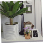 Faux Phalaenopsis Orchid Plant in Pot, Realistic Artificial Plastic Flower, Home Decoration for Living Room Office Bedroom, Potted Faux Flower with Jute Bag
