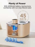 FEELNEEDY Cat Water Fountain Battery Operated, 4L/135 fl oz Pet Water Fountain for Cats and Dog with Motion Sensor, Ultra Quiet Cat Drinking Fountain with 2 Filters (Beige YPD-C004P)