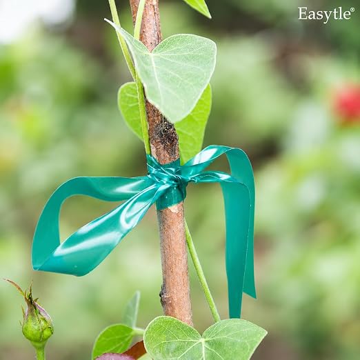 Easytle 2 Pack x 150 ft Stretch Tie Tape Roll, 1/2" Garden Tie Tape, Thick Sturdy Plant Ribbon Garden Green Vinyl Stake Gardening Tools for Indoor Outdoor Patio Plant Use