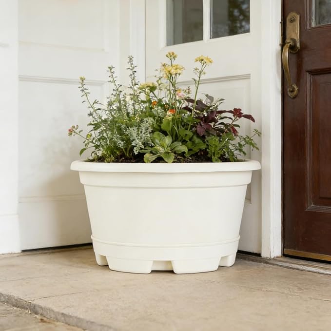KPUVX 5 Packs 13 inch Plant Pot Modern Decorative Garden Pot with Saucer, Large planters for Outdoor Plants,Decorative Flower Pots
