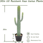 Nafresh UV-Resistant Artificial Fake Cactus Plants 30in – 2 Pack Large Faux Cowboy Cactus for Indoor & Outdoor Home, Office, or Garden Decor