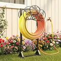 Garden Hose Holder Heavy-Duty Freestanding Water Hose Holder Holds 160Ft Hoses with 2 Tool Hooks, Rustproof Freestanding Hose Stand with 4 Spikes Hose Hanger Storage Rack for Outside, Yard, Lawn