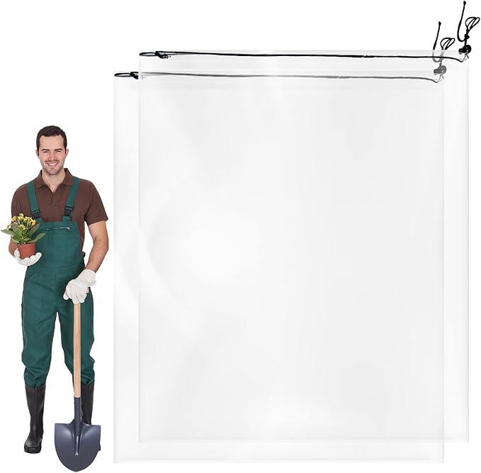 2 Pcs Large Winter Plant Cover Freeze Protection with Drawstring-70.8’’x82.7’’ Clear Plastic Plant Cover Bags Winter Plant Frost Bags ,Plant Shelter Coverings for Outdoor Garden Shrubs Fruit Trees