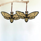 Laisgee Death Head Moth Airplant Holders, Gothic Wall Hanging, Skull Moth Indoor Planter Halloween Witchy Wood Air Fern Holders for Plant Lover Bug Collector, 2 PCS