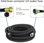 Taisia 1/2" Soaker Hose 50 ft Round Rubber Garden Water Hoses, Heavy Duty Drip Hose for Watering Irrigation, Water Seeper Soaker Hoses for Garden, Lawn and Plants