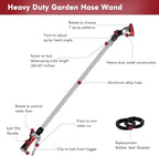 RESTMO 36”-60” Metal Watering Wand, Long Telescopic Tube | 180° Adjustable Ratcheting Head | 7 Spray Patterns | Flow Control, Perfect Garden Hose Sprayer to Water Hanging Baskets, Shrubs, Red