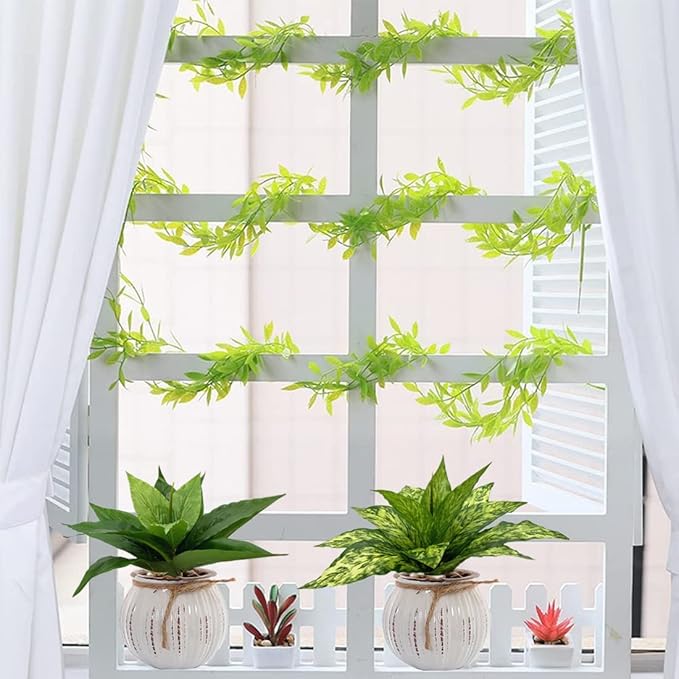 Artificial Agave Fake Plants, Faux Shrubs Grass Bushes Plant Plastic Flowers for Wedding Party Office Indoor Outdoor Room Yard Garden Greenery Leaves Decor Planter Filler Decoration Yellow 2 Pack
