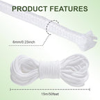 MAQIHAN Self Watering Rope - 50 Feet × 1/4 Inch Self Watering Rope for Plants, Wicking Cord for Vacation DIY Self-Watering System, Capillary Wick for Garden Potting Orchid Tomato Plants
