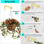 QIEGL Hanging Plant Bracket 6inch Al-Alloy Plant Hooks Gold-Anodized Shepherds Hook Decorative Wall Plant Hanger for Hanging Lanterns, Bird Feeder, Flower Basket, Home Decor Indoor & Outdoor 2 Pack