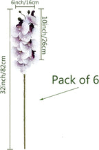 FagusHome 32 Inch Artificial Phalaenopsis Flowers 6 Pcs Artificial Orchid Flowers Stem Plants for Home Décor (Purple Core)