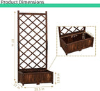 Anraja Raised Garden Bed with Trellis Wooden Planter Box Outdoor Wood Compact Privacy Screen for Climbing Plant Planting Flower Patio Tomato Vegetable Herb Balcony Porch 29.5" L x 17.0" W x 67.0" H
