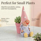 Succulent pots, 4 inch Plant pots gnome Garden Decor Planters for Indoor Plants with Drainage, Gifts for Mom Grandma Women