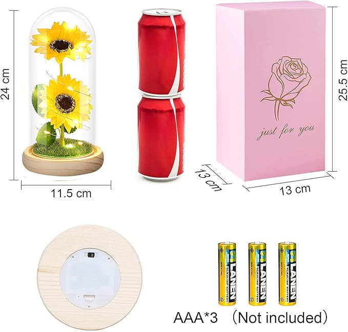 Birthday Gifts for Women Mothers Day Sunflower Gifts for Mom from Daughter, Mom Gifts for Women Sister Grandma Wife Teacher Friends Female,Mothers Day Flowers Gifts,Sunflowers Decor in Glass Dome