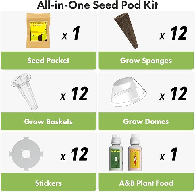 Lyko Gourmet Herb Seed Pod Kit for AeroGarden, iDoo, Ahopegarden, GARDENCUBE, 12 Pods with Basil, Parsley, Mint, Cilantro, Licorice, Hydroponics Growing System Kits for Indoor Garden