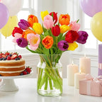 Benchmark Bouquets - Rainbow Tulips - Fresh Flowers for Delivery - Mothers Day Flowers for Mom - Mothers Day Gifts - Birthday Flowers for Women - Glass Vase Included (20 Stems)