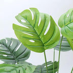 Artificial Shrubs Plant, CATTREE Fake Tropical Palm 2 Pack Taro Leaves Faux Greenery Bushes Realistic Monstera Farmhouse Plants for Home Kitchen Garden Bathroom Bedroom Decor Outdoor Indoor Decoration