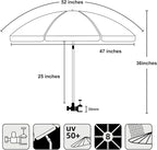 AMMSUN XL Chair Umbrella with Universal Clamp Adjustable 47 inches and 360-degree Swivel UPF 50+, Portable Clamp on Camping or Beach Chair, Stroller, Wheelchair, Golf cart, Bright Blue, Large-sized