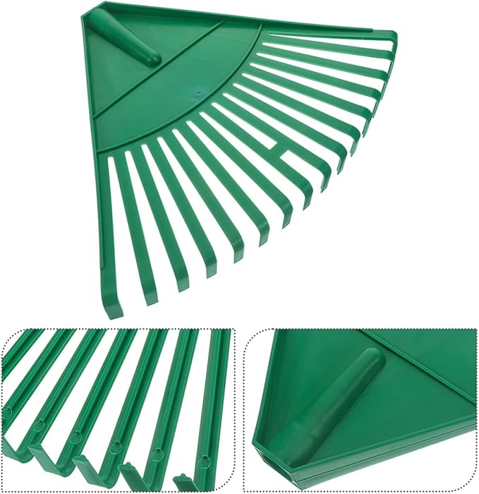 Beaupretty 2pcs Plastic Garden Rake Head Replacement for Leaf Collecting and Lawn Cleaning, Green Outdoor Tool for Gardening and Landscape Debris Removal