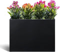 BAYN Metal Rectangular Planter Box Tall Planters for Outdoor Plants Modern Heavy Duty with Drainage Holes for Outside Indoor Patio Deck - Black, 32”x 12”x 24”