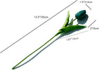 Mandy's Teal Artificial Tulips Flowers Centerpiece, 13.5" Lifelike PU Fake Floral Stems 20pcs for Kitchen Island & Dining Table, Spring Decor for Easter