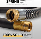 WiseFlow Garden Hose 10FT x 5/8", Heavy Duty Rubber Hose, Water Hose with Five Layered Braiding, Male Female Fittings, 1000PSI Burst, 300PSI Working (Black)
