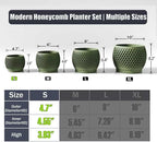 Plant Pots, Modern 3D Printed Honeycomb Planters for Indoor Plants, 4.7 Inch Military Green Decorative Flower Pot for Office Desktop, Bookshelf & Home Decor, Lightweight & Durable.