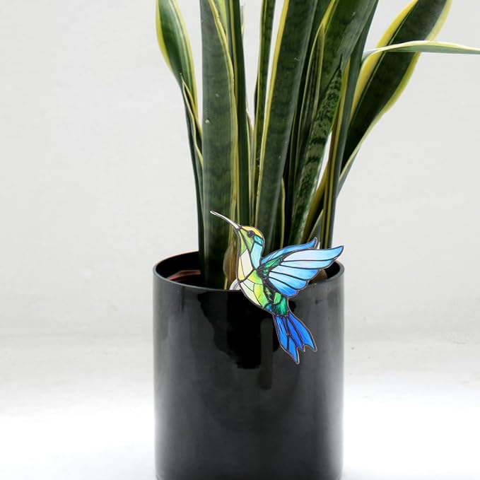 DECHOUS Acrylic Bird Flower Pot Hugger - Hummingbird Bonsai Pots Decoration Planter Ornament for Plants Home Garden Decor
