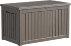 PatioZen 280 Gallon Resin Deck Box, Lockable Patio Outdoor Storage Box for Furniture, Garden Tools and Tools Storage, Waterproof Outside Storage Boxes - Grey