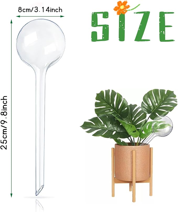 Pynqdfu 12 Pcs Large Plastic Self-Watering Bulbs,Clear Automatic Watering Globes,Clear Automatic Watering Bulbs for Plants,Graden,Flowers