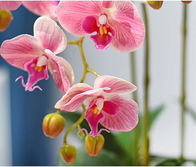 Decor Artificial Flowers with Vase Artificial Orchid with Vase Fake Flower Phalaenopsis Faux Plants for Home Decor Living Room Decoration 60cm Faux Flowers Arrangements Ornaments,Yellow