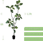 AfanD 6FT Artificial Rubber Tree – Realistic Variegated Ficus with Natural Trunk, Faux Indoor Plant for Living Room, Office, Bedroom & Commercial Decor, No Maintenance