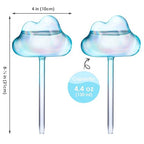 NiHome Glass Plant Self Watering Bulbs 2-Pack Cloud Shaped Clear Water Blue Iridescent Pearl Color Home Watering Globes Potted Planter Insert Decorative Device Vacation Watering Spikes Indoor Outdoor
