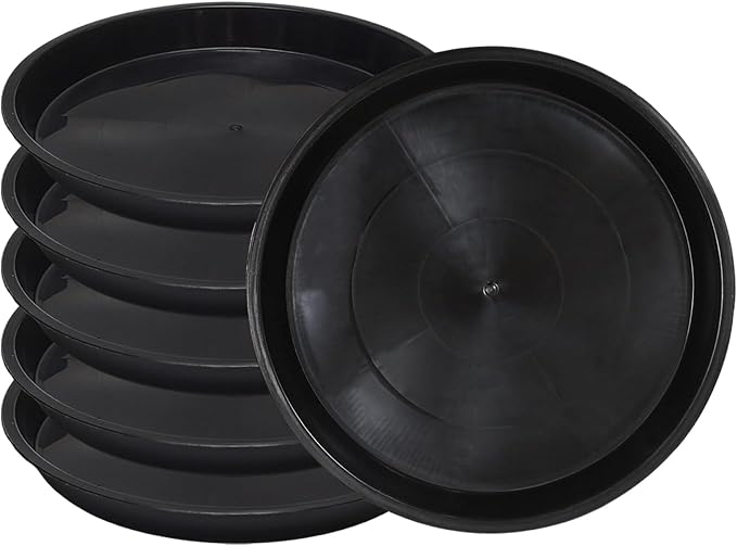 Round Plant Saucer 10 inch,6 Pack Pant Pot Trays, Plant Saucers for Indoors and Outdoors, Seed Starting Tray, Growing Trays,Black