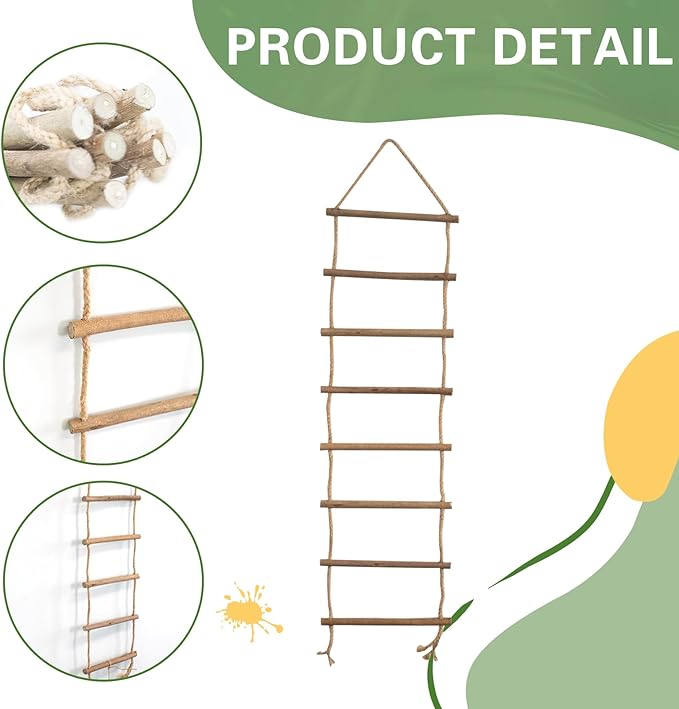 2 PCS Wooden Ladder Plant Trellis for Indoor & Outdoor Climbing Plants, Natural Wood Plant Climbing Support Ladder for Vines, Pothos, Ivy, Monstera (30 x 5.9 Inch)