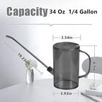 Plastic Watering Can - Small with Long Spout - 1/4 Gallon - 34 Oz - Grey