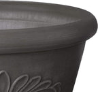Arcadia Garden Products PSW TA20DC Plastic/Stone/Wood Composite Bulb Pan – No Drainage Hole (Drillable), 8"x3", Dark Charcoal