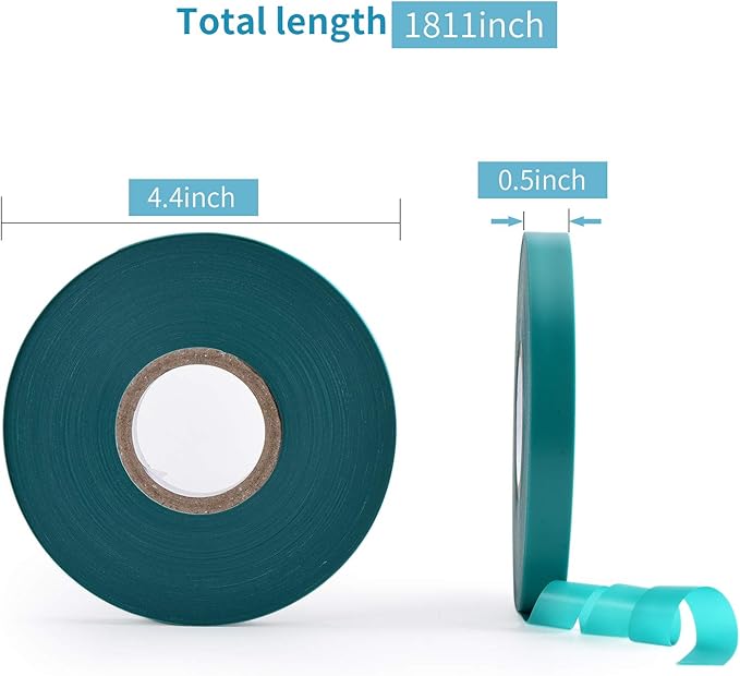 TELENT OUTDOORS 10 Pcs 150 Feet x 1/2" Wide Stretch Tie Tape Green Plant Garden Tie, Garden Vinyl Stake for Branches, Climbing Planters, Flowers
