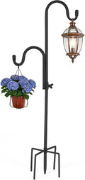 FrutPunch Double Hook Design Shepherds Hooks for Outdoor, 1Pack 35Inch Bird Feeder Pole with 5-Claw Base, Adjustable Shepherds Hook for Bird Feeder for Hummingbird, Plant Supporter, Wedding Decor