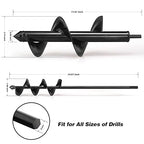 2Pcs Auger Drill Bit Planter, (3.7x11.8 and 1.9x14.5 in) Ruooson Spiral Auger for Planting Flower Bulb Auger, Rapid Planter Digger for 3/8" Hex Drive